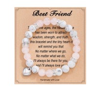 Friendship Bracelets, Best Friend Friendship Gifts for Women Friends Female Birthday Christmas Mothers Day Valentines Day - HA002-Friend-PinkWhite