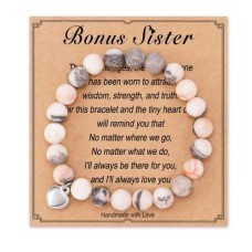 HGDEER Natural Stone Sister Bracelet, Sister Meaningful Gifts for Women Girls with Gift Message Card HA001-Sister-bonus