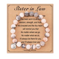HGDEER Natural Stone Sister Bracelet, Sister Meaningful Gifts for Women Girls with Gift Message Card HA001-Sister-in law