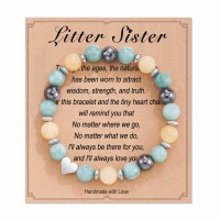 HGDEER Natural Stone Sister Bracelet, Sister Meaningful Gifts for Women Girls with Gift Message Card HA001-Little-GreenYellow