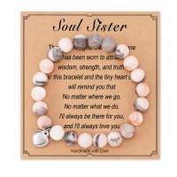 HGDEER Natural Stone Sister Bracelet, Sister Meaningful Gifts for Women Girls with Gift Message Card HA001-Sister-soul