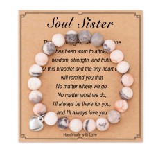 HGDEER Natural Stone Sister Bracelet, Sister Meaningful Gifts for Women Girls with Gift Message Card HA001-Sister-soul