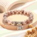 Farewell Gifts, Natural Stone Lucky Elephant Bracelets Goodbye Retirement Gifts for Women Men-H0002-Pink