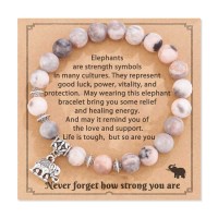 Elephant Gifts for Women, Natural Sone Inspiration Strong Elephant Bracelet for Women Teen GirlsH0008-Strong-Pink