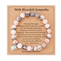 Sympathy Gift for Loss of Loved Ones, Natural Stone Amethyst Healing Bracelets Memorial Bereavement Gifts for Women/GirlsH0009-Sympathy-Pink