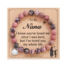 Grandma Nana Gifts, Natural Stone Heart Bracelets Christmas Birthday Gifts for WomenH0022-Nana-Readbean