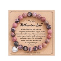 Natural Stone Heart Bracelet Christmas Birthday Gifts for Mom / Bonus Mom / Mother in Law / Boyfriends MomH0023-Mother-law-Readbean