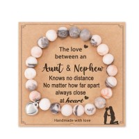 Gifts for Aunt/Niece, Natural Stone Heart Bracelets Christmas Birthday Gifts for Women/Girls-H0014-Aunt-Niece-Pink