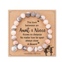 Gifts for Aunt/Niece, Natural Stone Heart Bracelets Christmas Birthday Gifts for Women/Girls-H0015-Aunt-Nephew-Pink