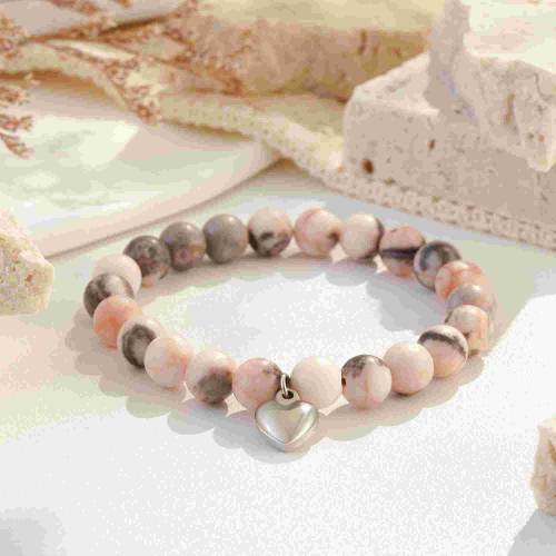 ASKRAIN 4-16 Year Old Birthday Gifts for Teen Girls, Infinity Heart Pink Zebra Natural Stone Bracelet for Teen Girls Daughter Granddaughter Niece