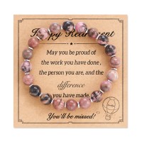 Retirement Bracelet for Women/Men Going Away Farewell Gifts For Coworkers Teacher Bracelets-	HC008-Redbean-A