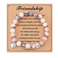 Natural Stone Friendship Bracelet, Meaningful Gifts for Women Girls with Gift Message Card HA002-Friend-friendship