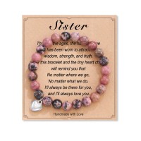 Sister Bracelet, Sister Gifts for Sister Her Teen Girls from Sisters Birthday Mothers Day Christmas - HA001-Sister-RedBean