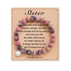 Sister Bracelet, Sister Gifts for Sister Her Teen Girls from Sisters Birthday Mothers Day Christmas - HA001-Sister-RedBean