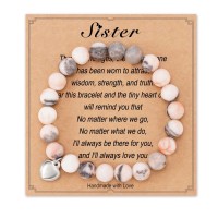 Sister Bracelet, Sister Gifts for Sister Her Teen Girls from Sisters Birthday Mothers Day Christmas - HA001-Sister-Pink