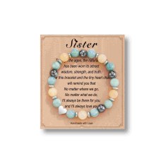 Sister Bracelet, Sister Gifts for Sister Her Teen Girls from Sisters Birthday Mothers Day Christmas - HA001-Sister-BlueYellow